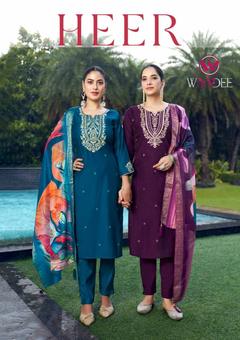 Woodee Heer Viscose Vatican Designer Kurti Bottom And Dupatta