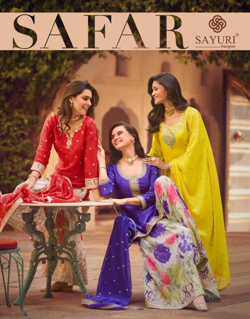 Sayuri Safar Chinon Silk Designer Readymade Salwar Suits Collection