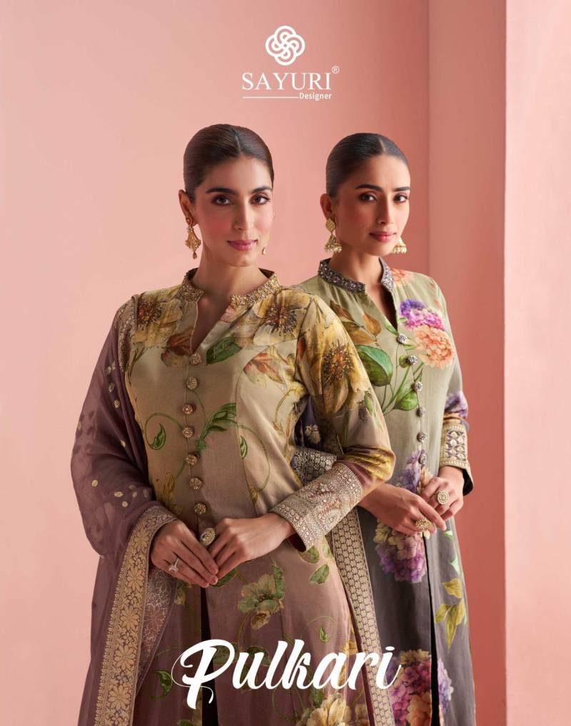 Sayuri Pulkari Silk Designer Kurti Pant And Dupatta Collection