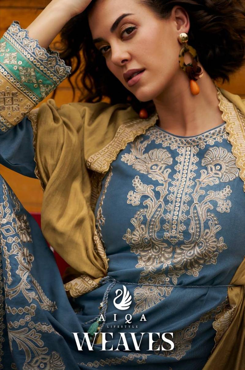 Aiqa Weaves Viscose Pashmina Designer Salwar Kameez Collection