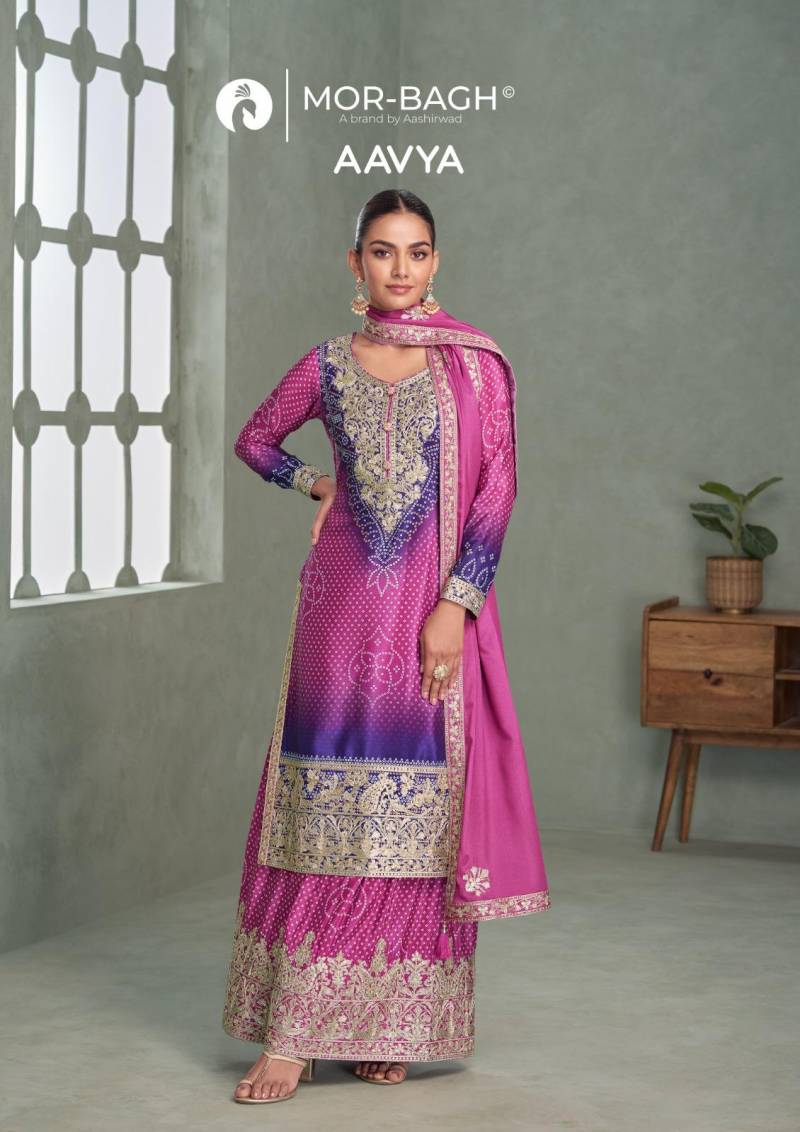 Aashirwad Mor Bagh Aavya Chinon Silk Designer Salwar Suits Collection