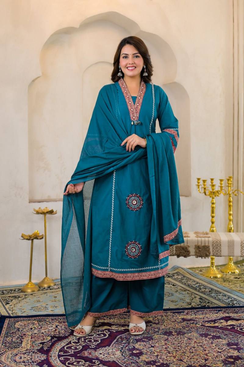 Naisha K 387 Cotton Designer Kurti Pant And Dupatta Collection