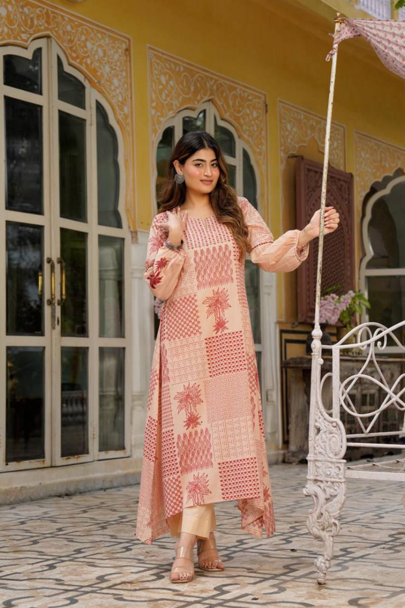 Naisha K 406 Mal Cotton Embroidery Work Kurti And Bottom Collection