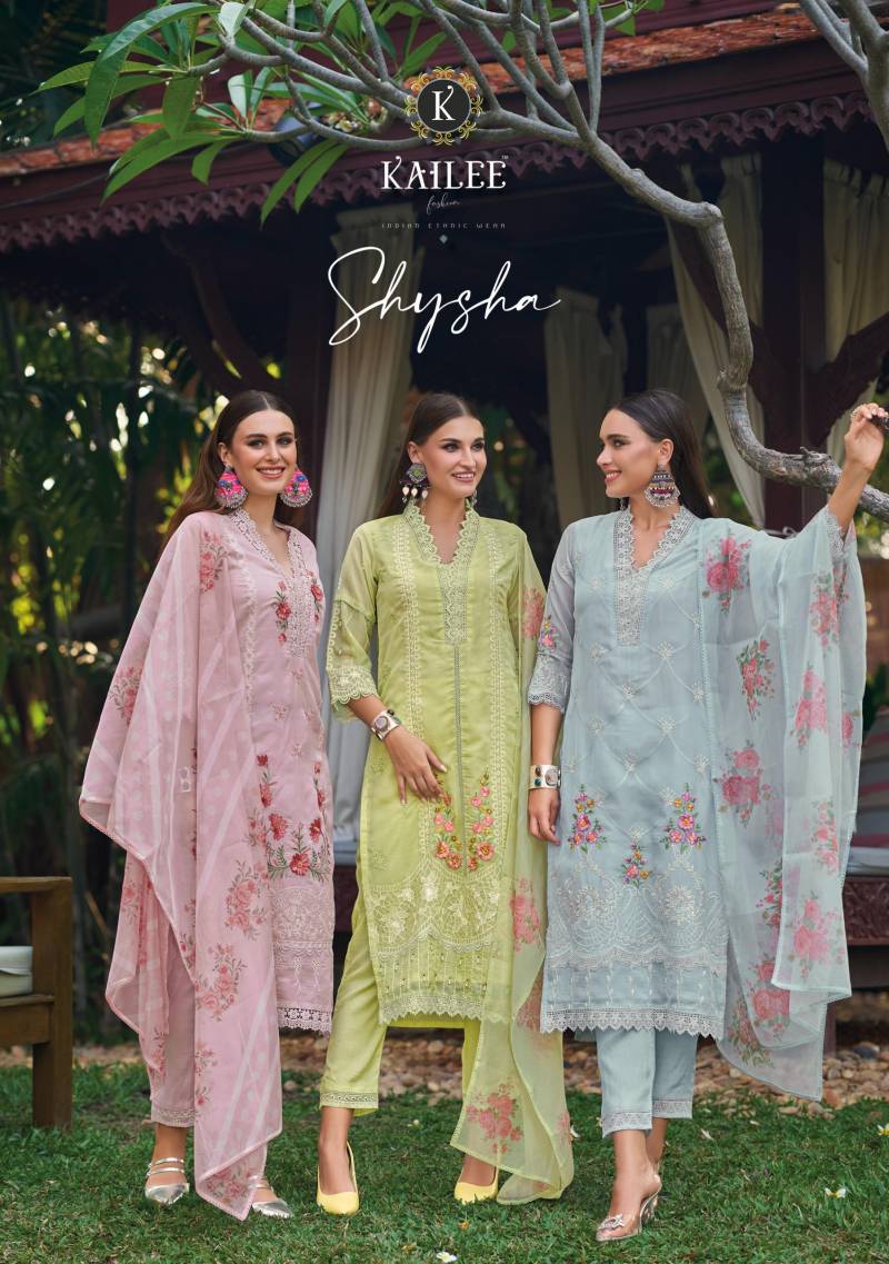 Kailee Shysha Viscose Organza Designer Kurti Pant And Dupatta Collection