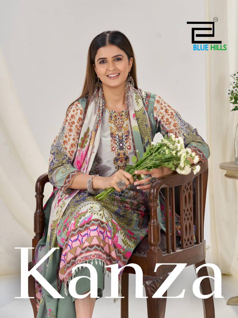 Blue Hills Kanza Poly Crape Printed Kurti Bottom And Dupatta Collection