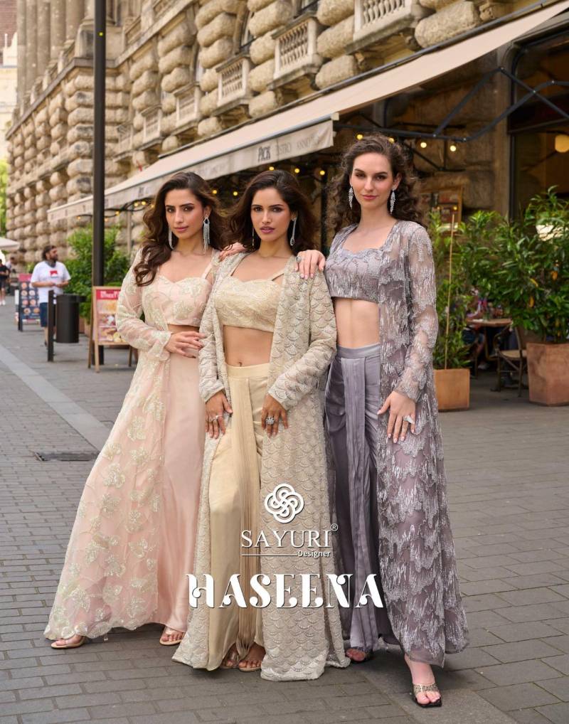 Sayuri Haseena Party Wear Stylish Designer Blouse Dhoti And Jacket Collection
