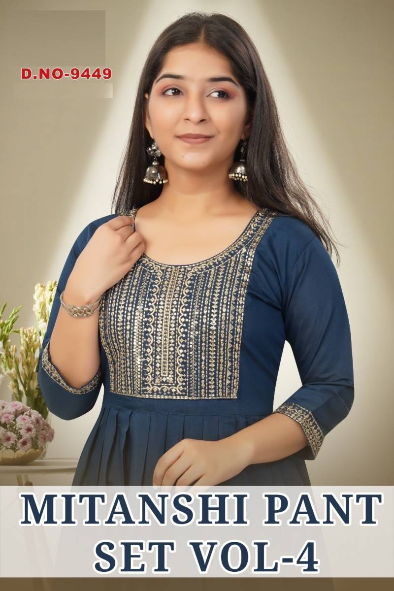 Mitanshi Pant Set Vol 4 Roman Silk Girls Kurti And Bottom Dupatta