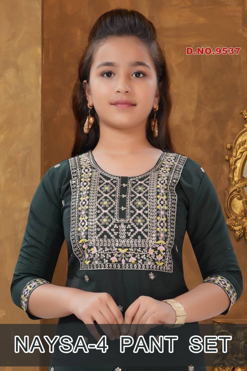 Naysa Vol 4 Roman Silk Kids Girls Kurti And Pant Dupatta Collection
