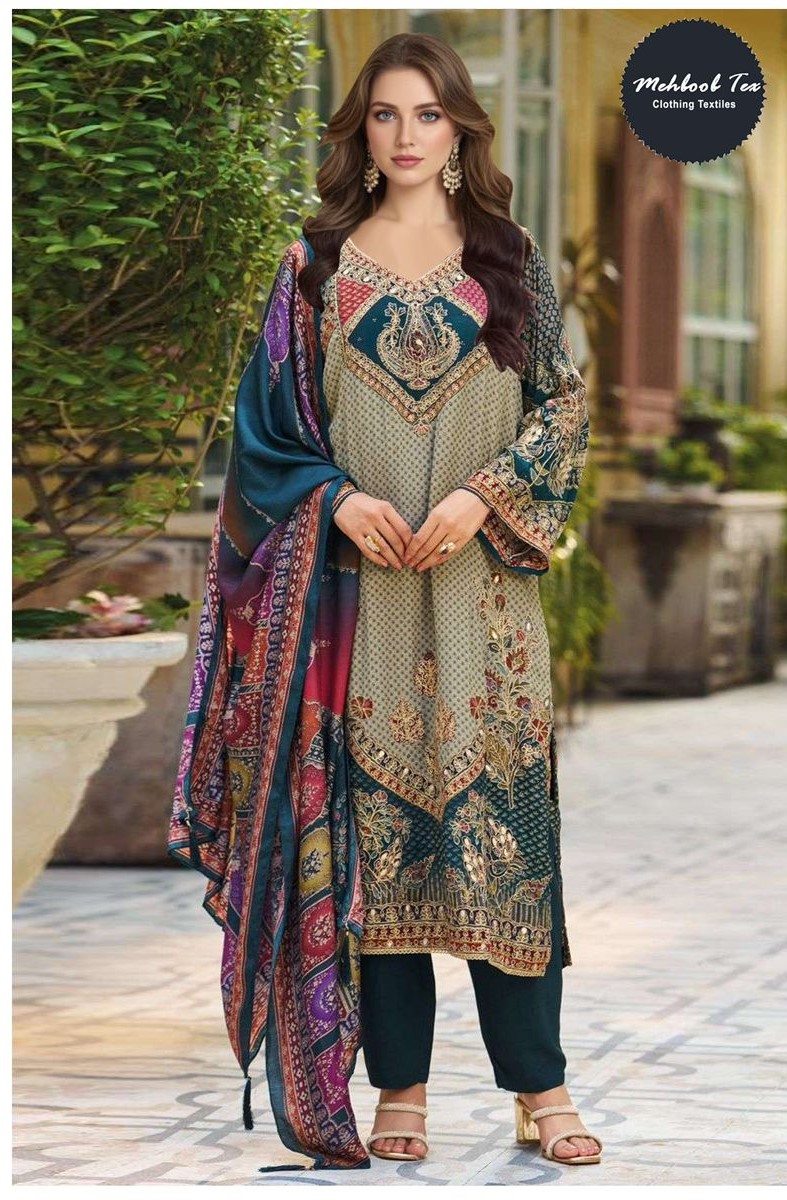 Mehboob Tex 1816 A To C Viscose Maslin Pakistani Salwar Suits Collection