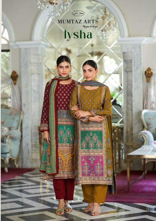 Mumtaz Lysha Muslin Embroidery Designer Dress Material Collection