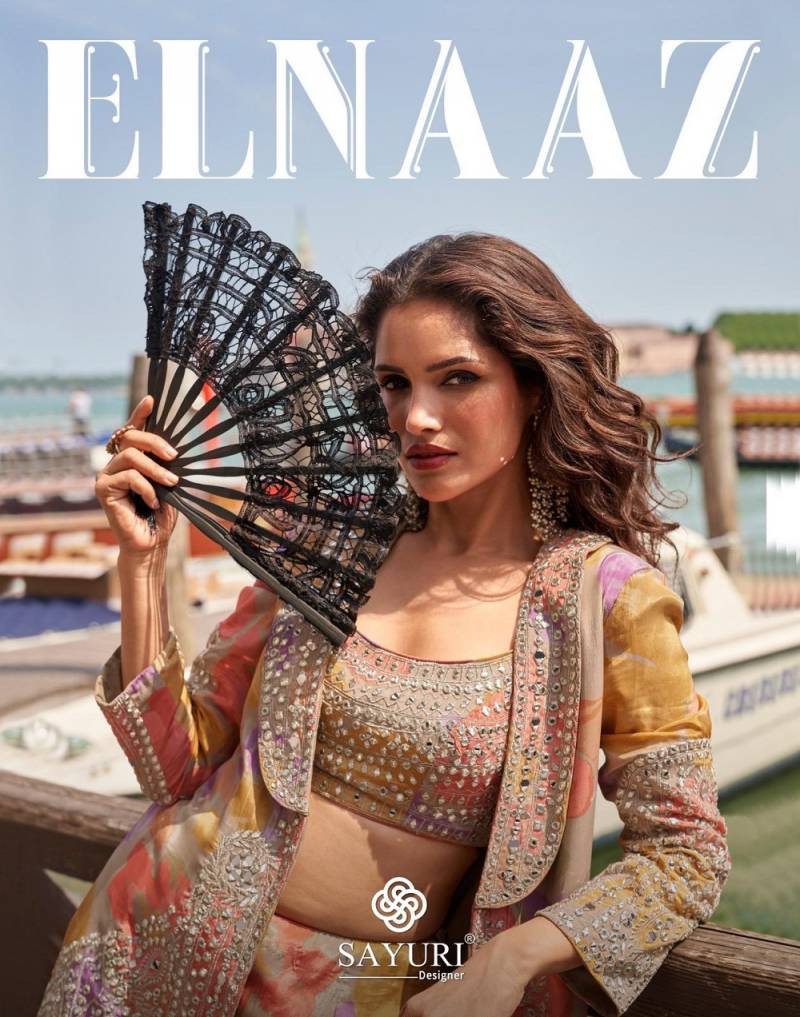Sayuri Elnaaz Chinon Silk Designer Embroidery Work Indo Western Collection