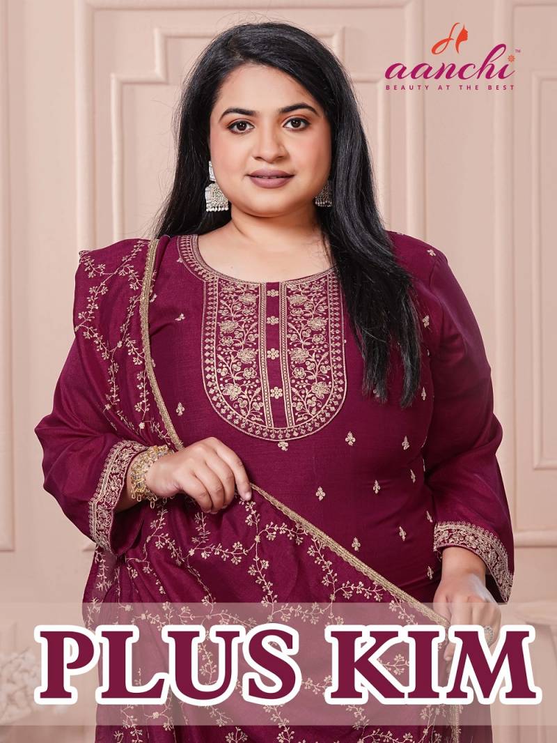 Aanchi Plus Kim Vichitra Silk Designer Kurti Bottom With Dupatta Collection