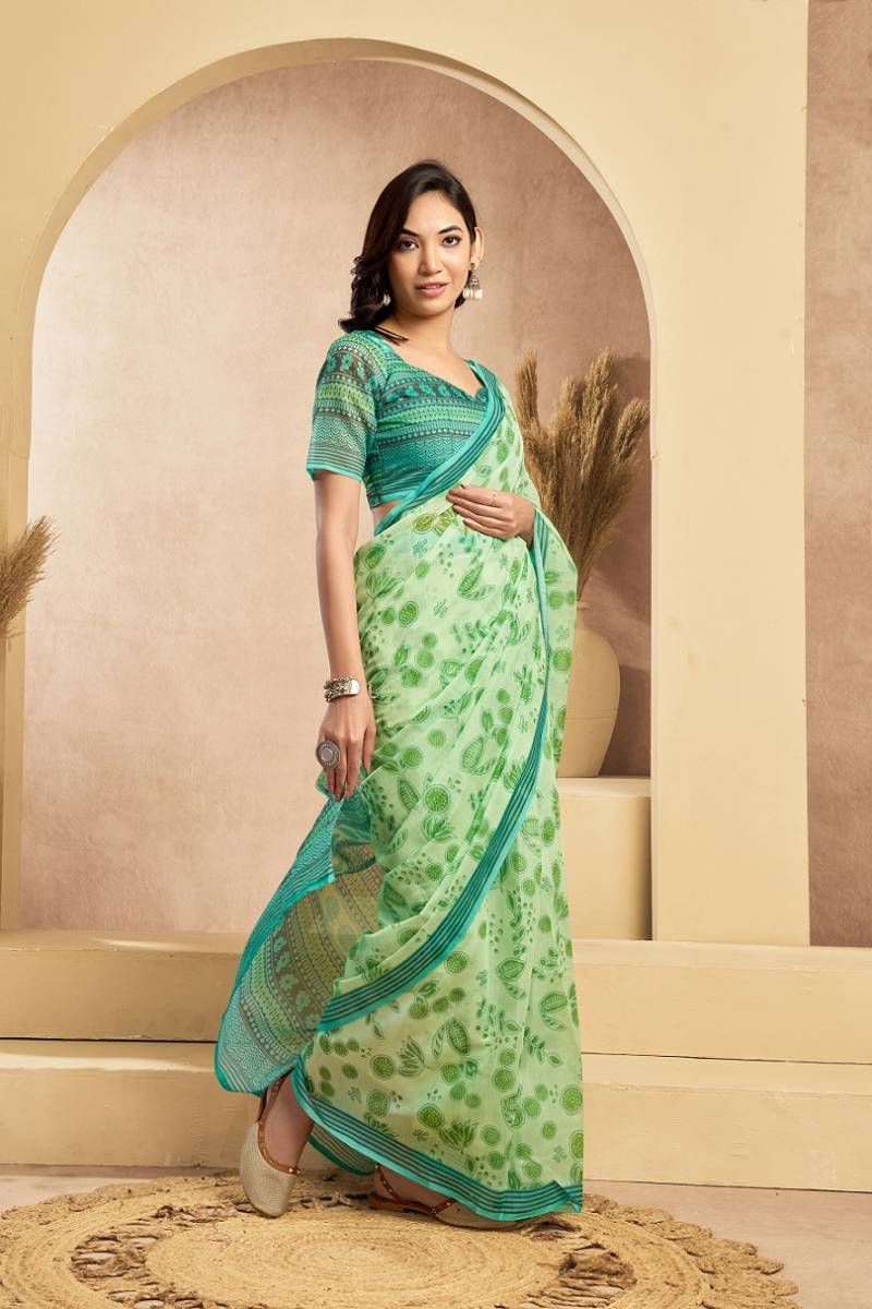 Meera 315 Linen Printed Casual Wear Saree Collection
