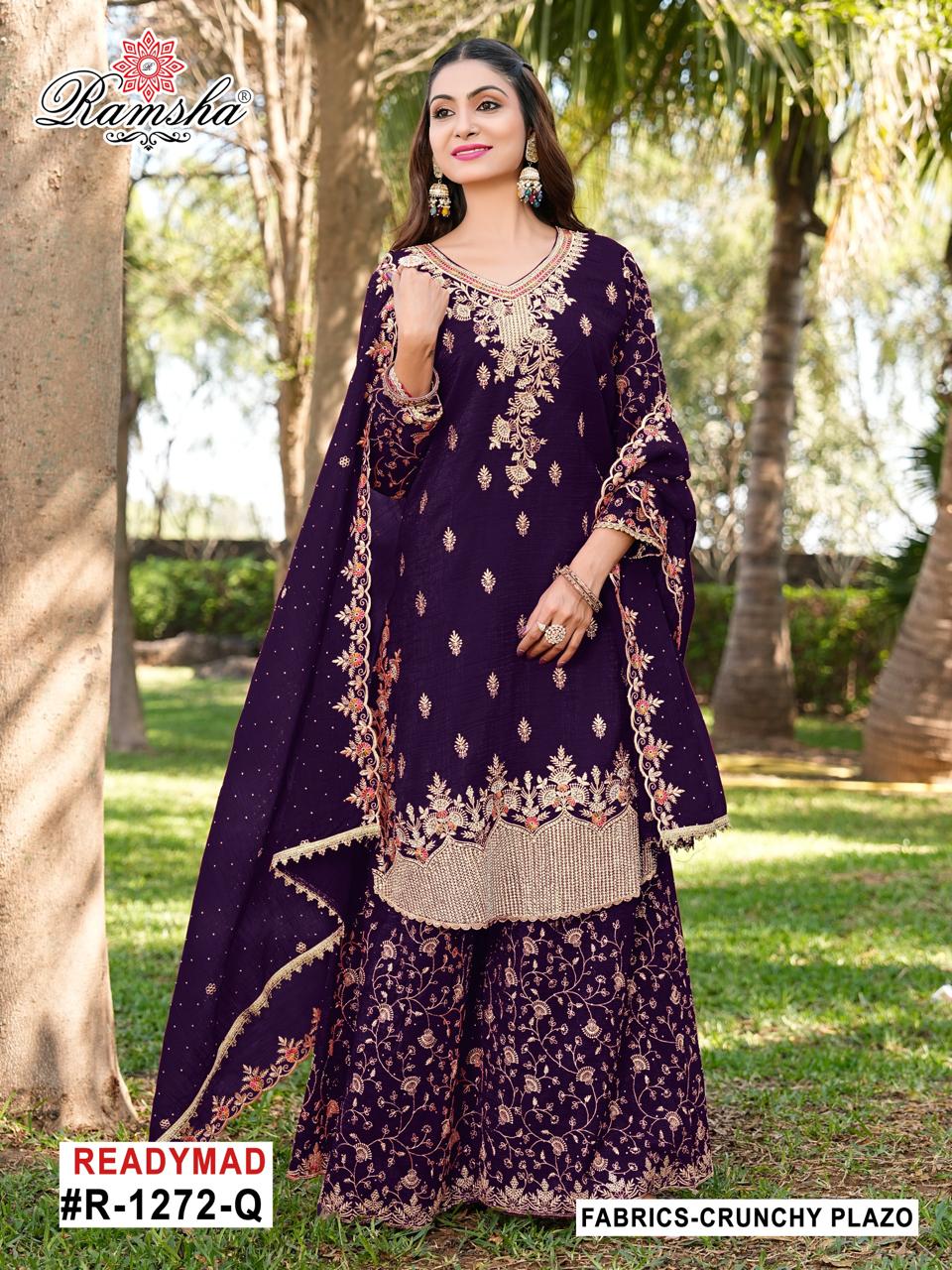 Ramsha R 1272 Q To T Crunchy Embroidery Pakistani Salwar Suits Collection