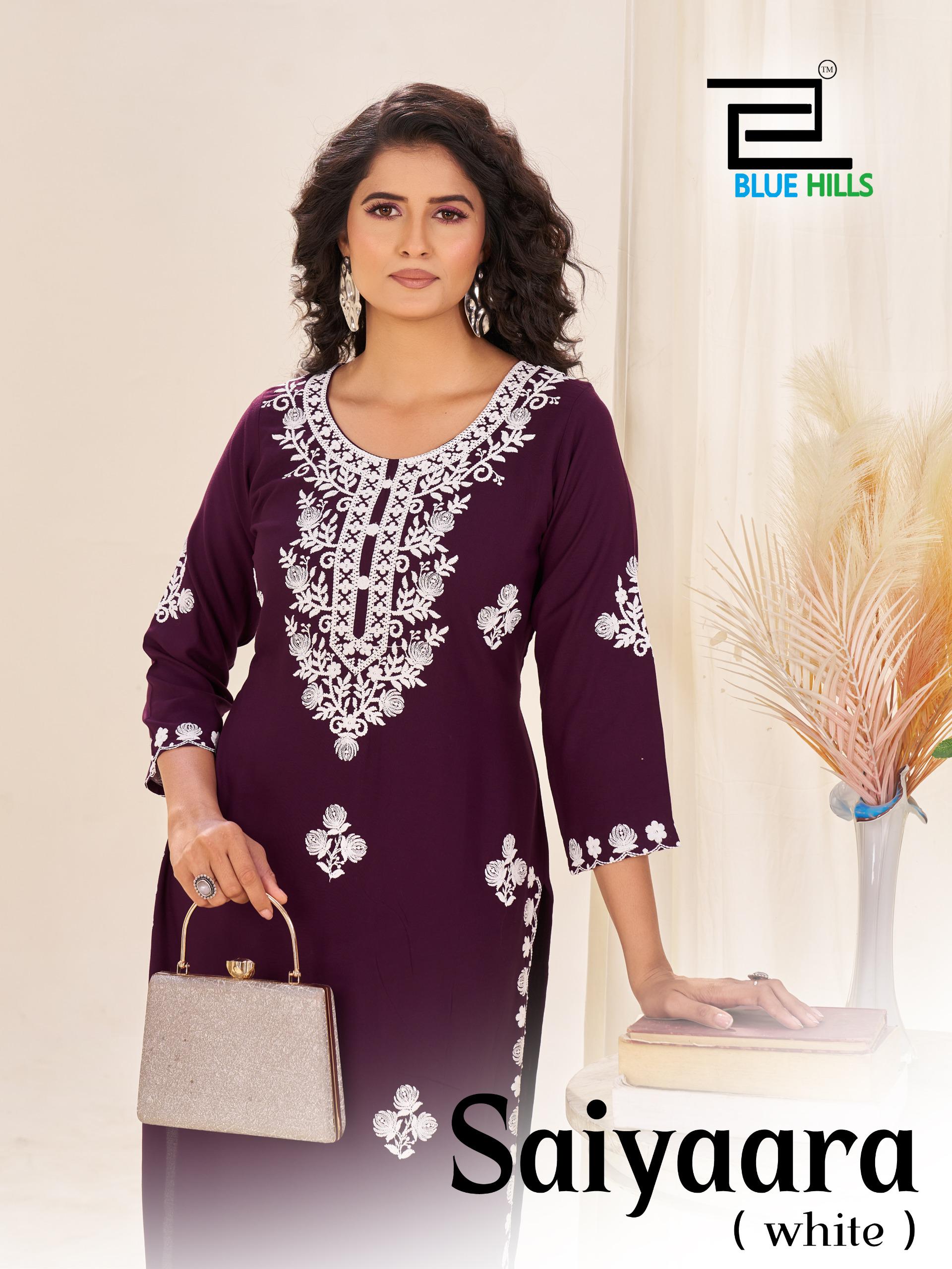 Blue Hills Saiyaara Rayon Thread Work Kurti And Pant Collection