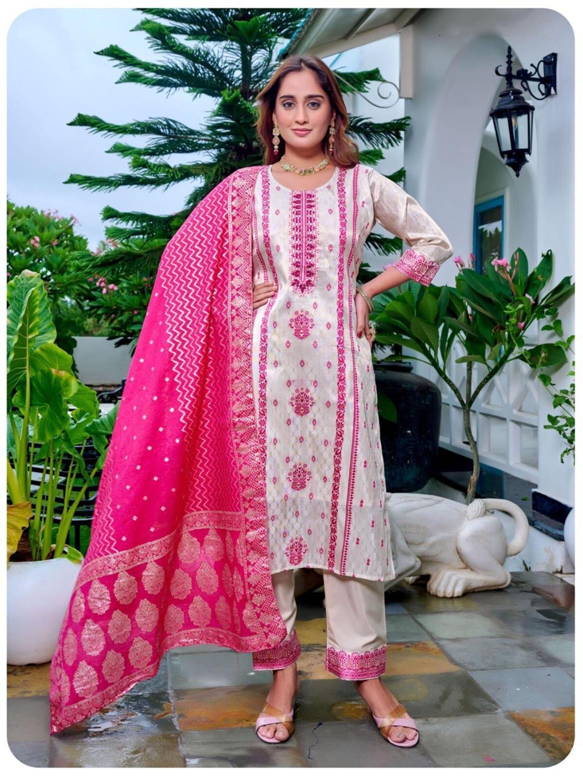 Naisha K 523 Manual Work Kurti Pant And Dupatta Collection