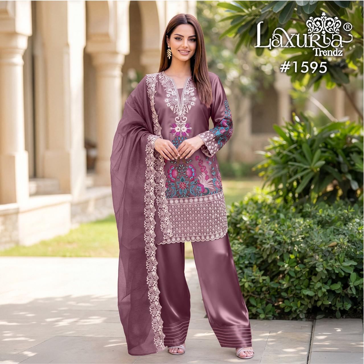 Laxuria Trendz 1595 Satin Pakistani Readymade Salwar Suits Collection