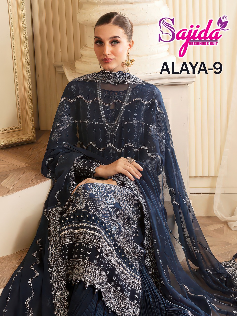 Sajida Alaya Vol 9 Georgette Pakistani Salwar Suits Collection