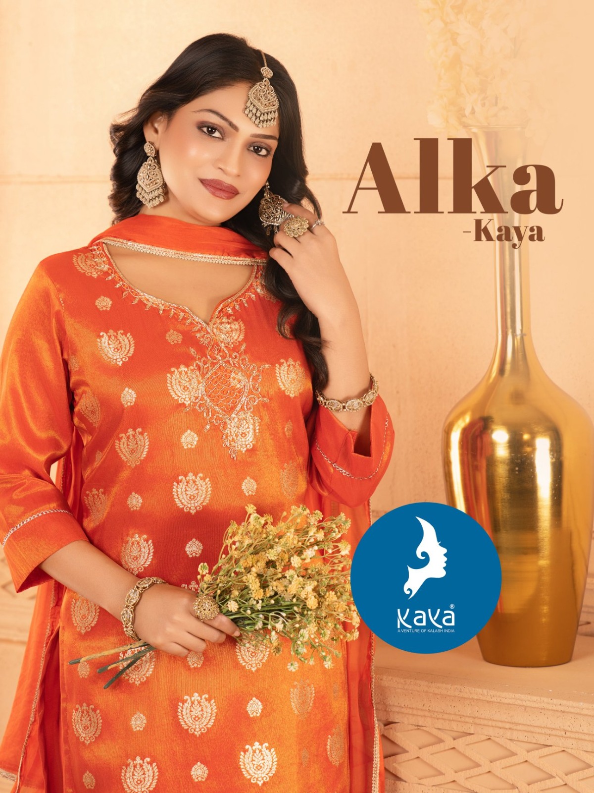 Kaya Alka Viscose Festive Wear Kurti Pant And Dupatta Collection