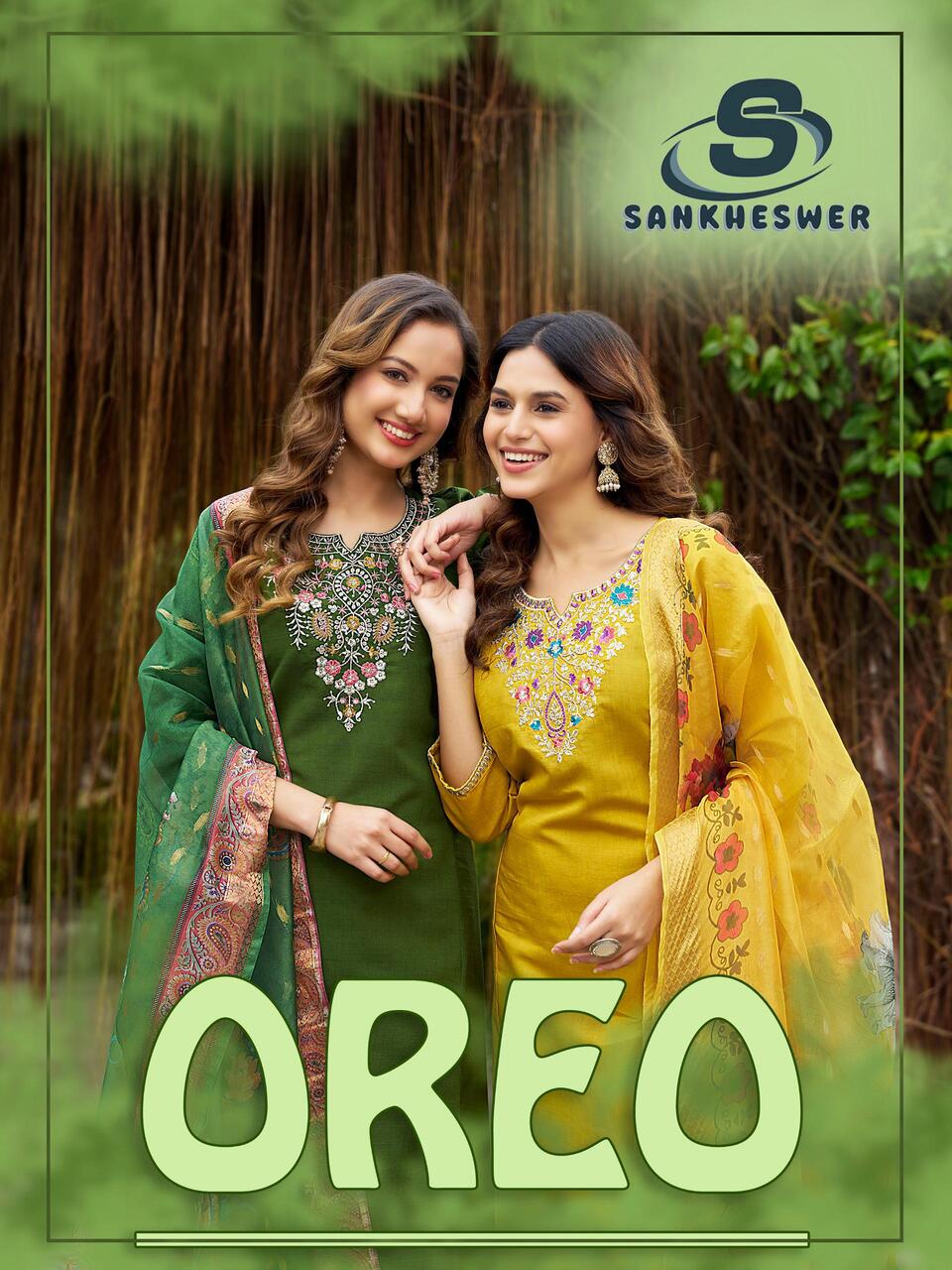 Sankheswer Oreo Vertican Anarkali Style Kurti Pant And Dupatta Collection