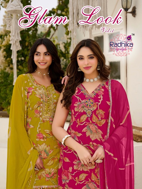 Radhika Glam Look Vol 1 Silk Handwork Kurti Bottom And Dupatta