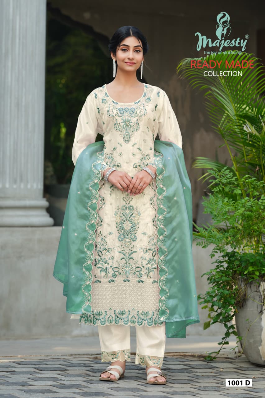 Majesty 1001 A To D Glass Organza Paksitani Salwar Suits Collection