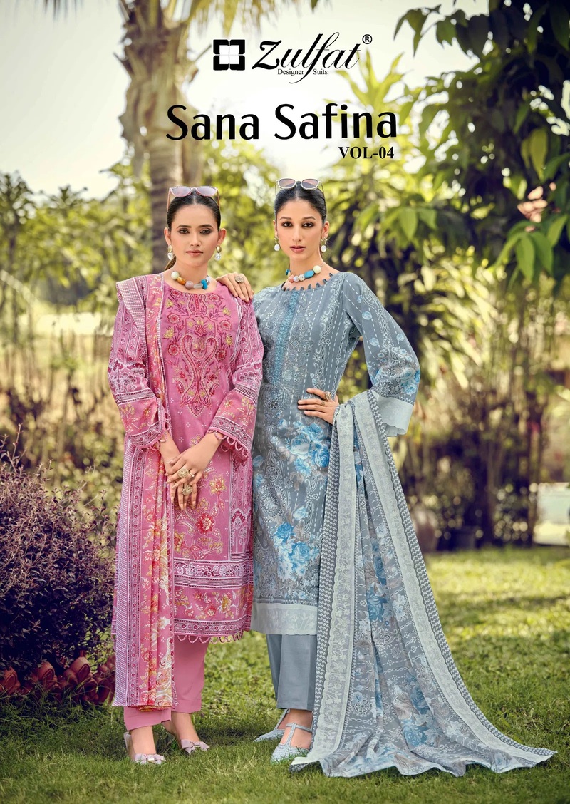 Zulfat Sana Safina Vol 4 Cotton Embroidered Dress Material Collection