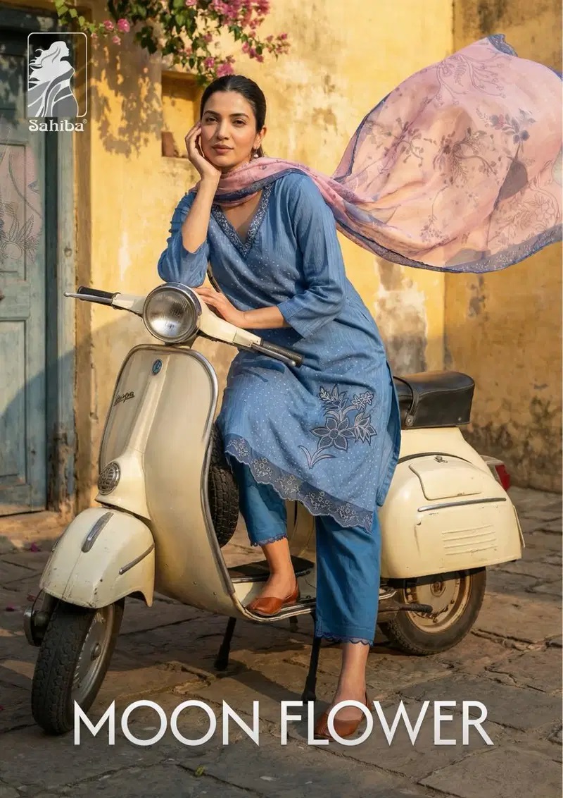 Sahiba Moon Flower Lawn Cotton Handwork Salwar Suits Collection