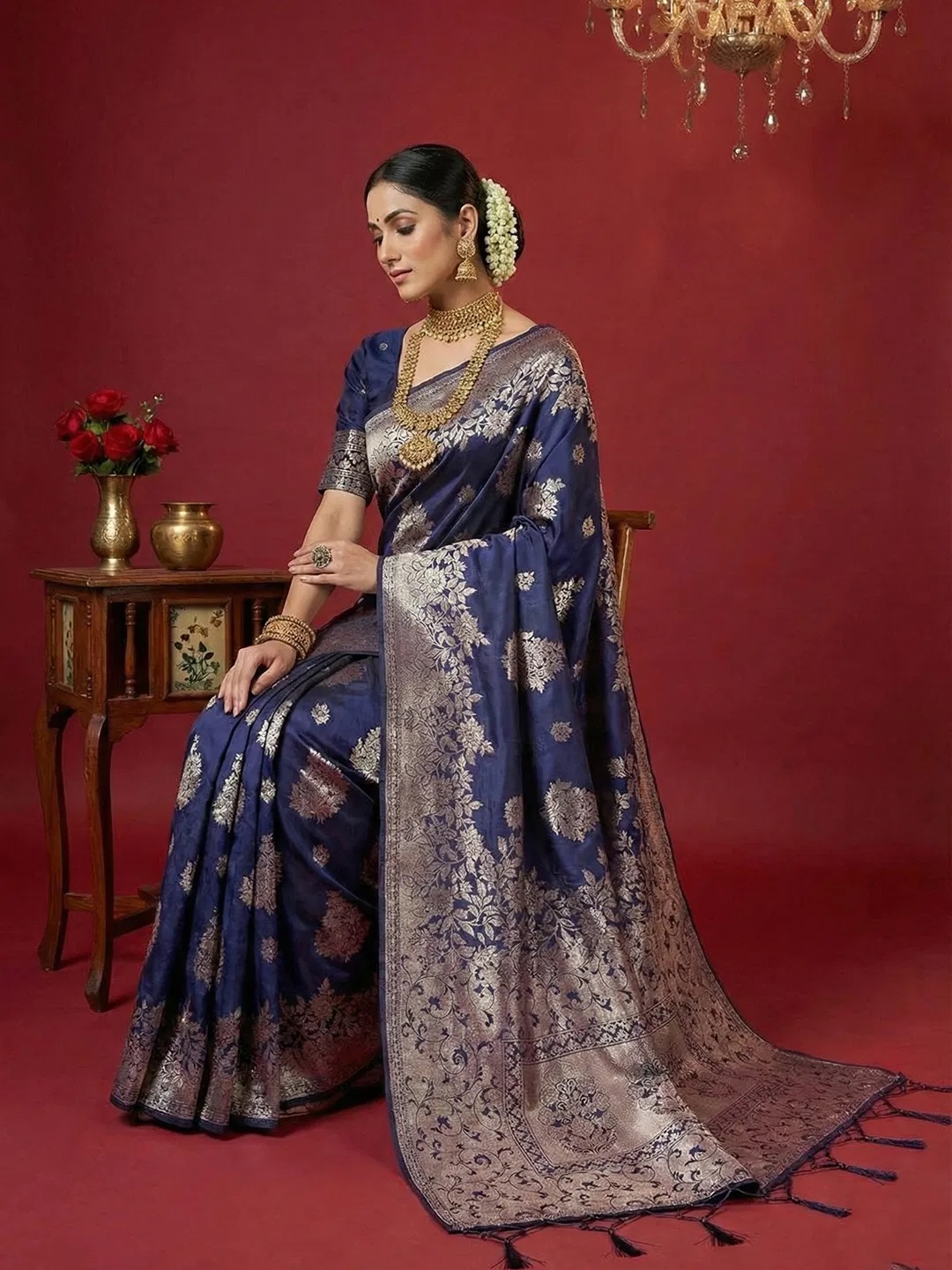 Ast Aadya Silk Vol 1 Silk Blend With Tassels Traditional Saree Collection