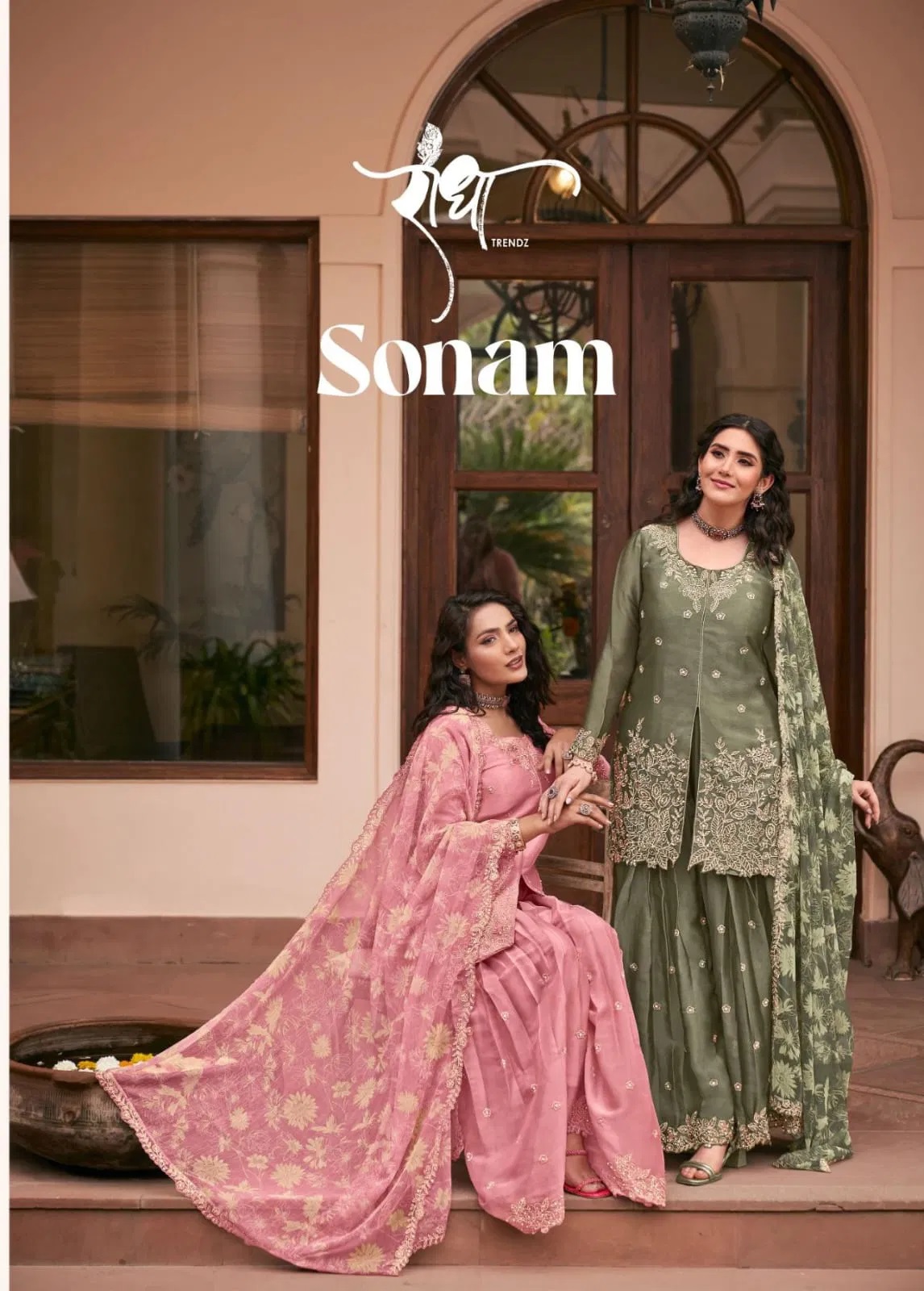 Radha Sonam Silk Embroidery Work Indo Western Salwar Suits Collection