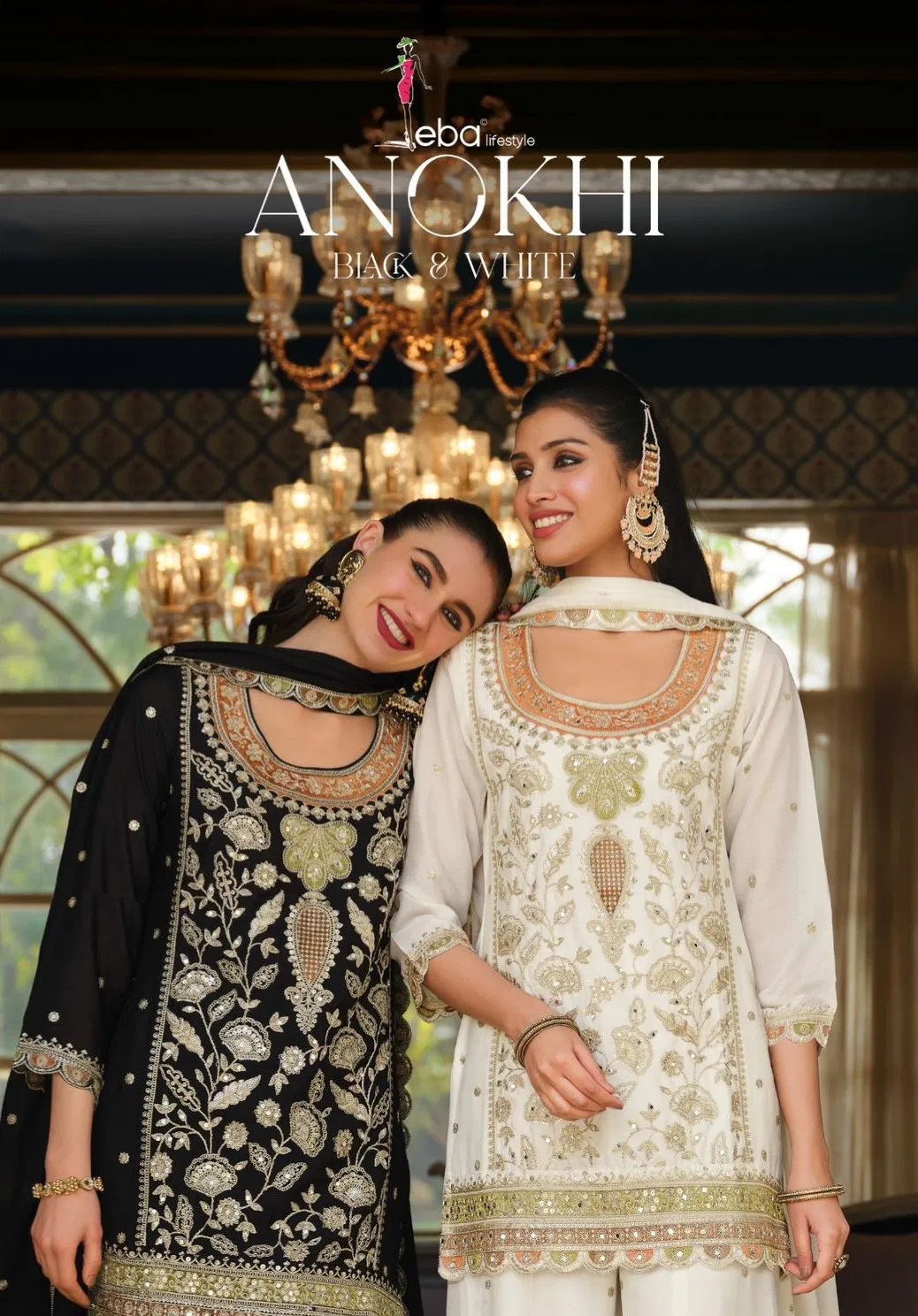 Eba Anokhi Black And White Embroidery Worked Salwar Suits Collection