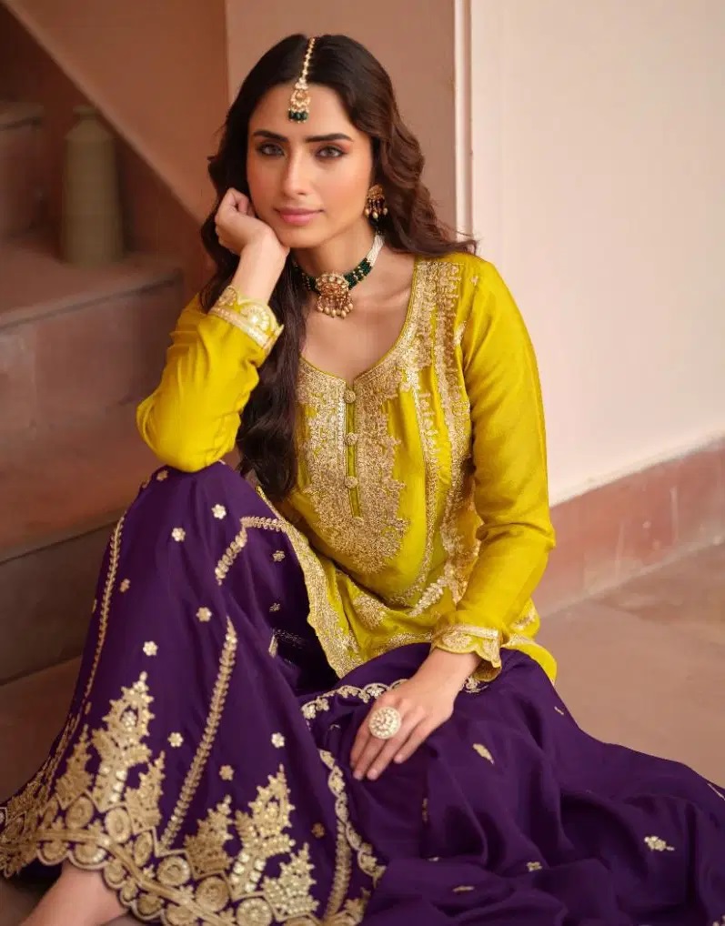 Aashirwad Mor Bagh Richa Chinon Silk Designer Salwar Suit Collection