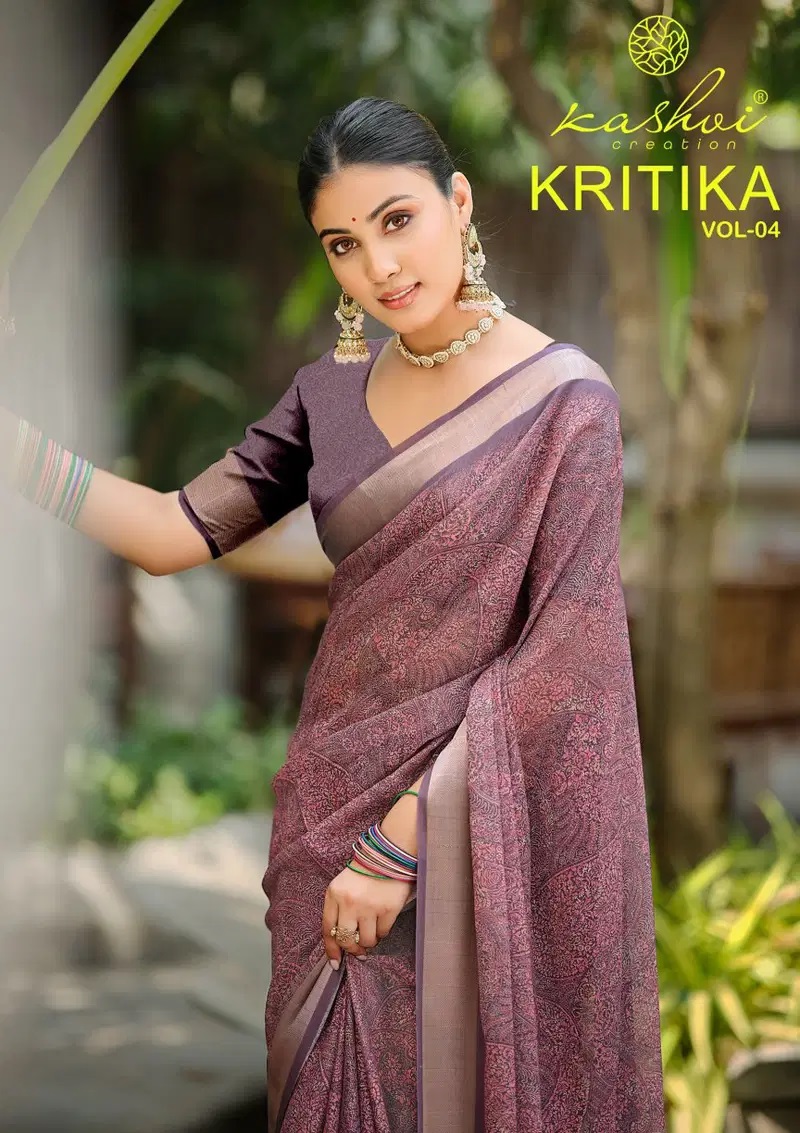 Kashvi Kritika Vol 04 Dull Moss Digital Printed Saree Collection