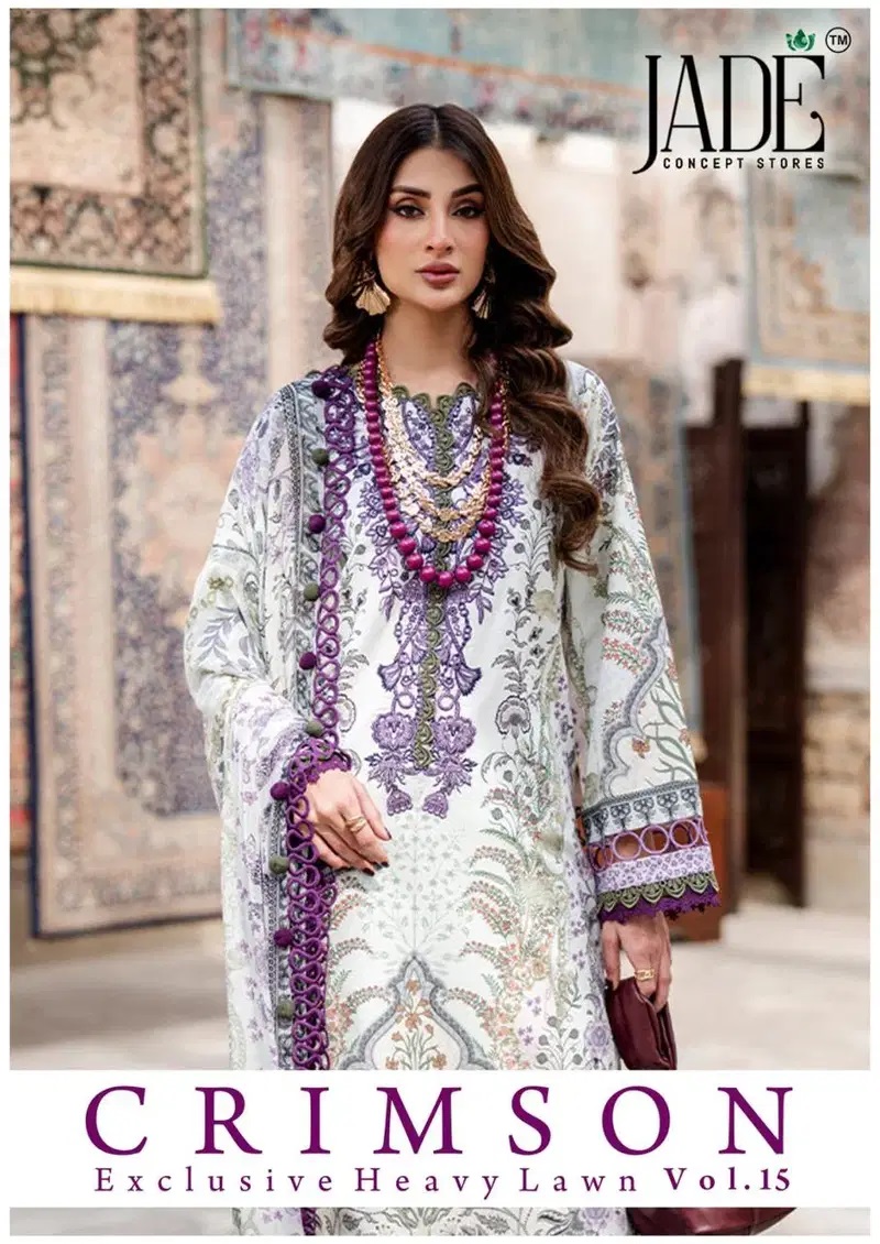 Jade Crimson Exlusive Heavy Lawn Vol 15 Karachi Dress Material