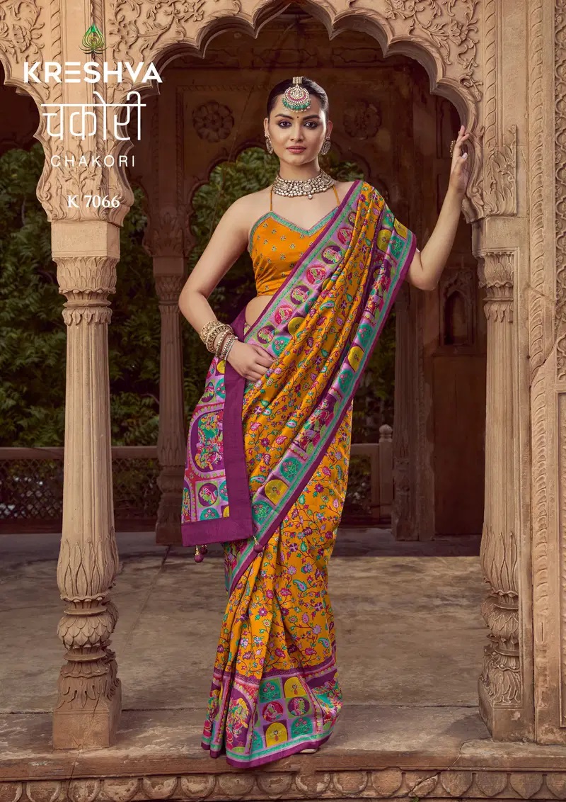 Kreshva Chakori P V Silk Traditional Wear Saree Collection