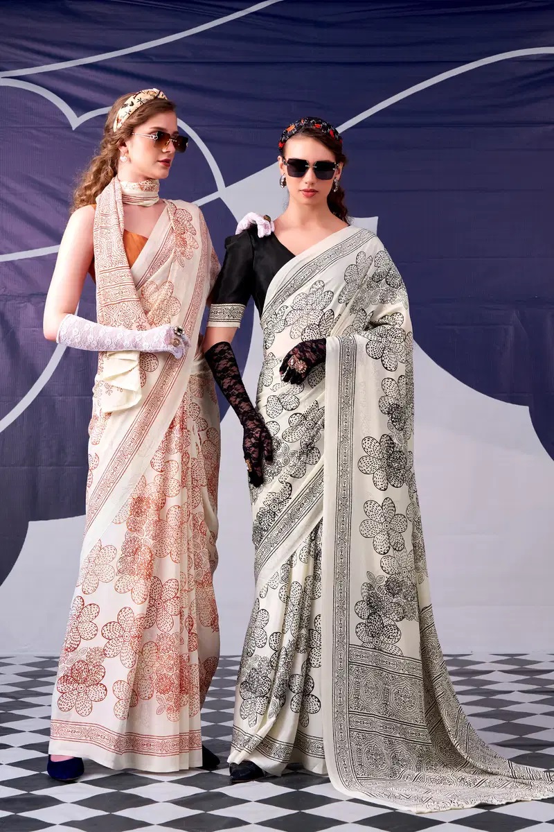 Taraa L 7210 Silk Floral Printed Saree Collection