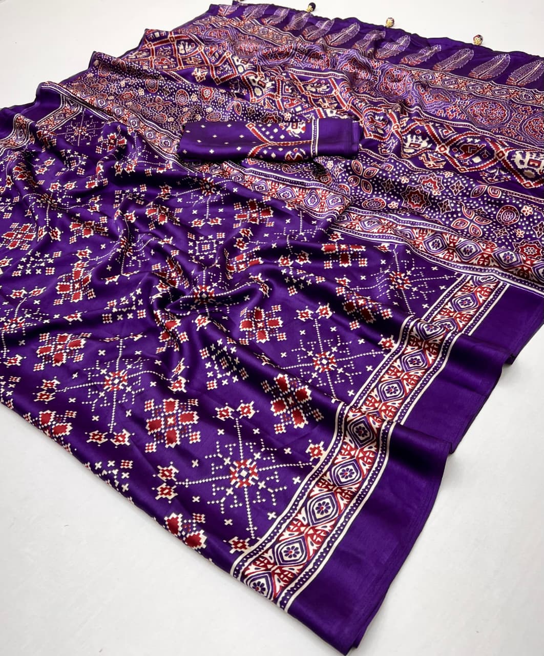Lux Vol 28 Semi Modal Patola Ajrakh Saree Collection