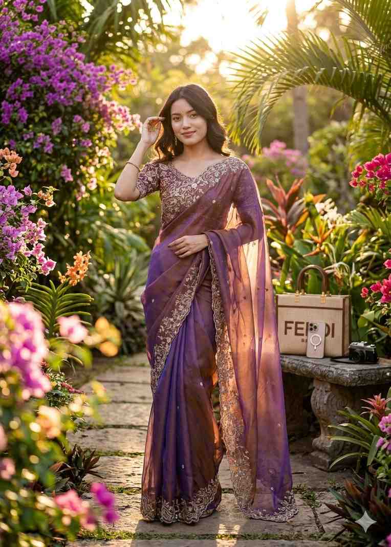 Kc 946 Space Silk Embroidery Work Saree Collection