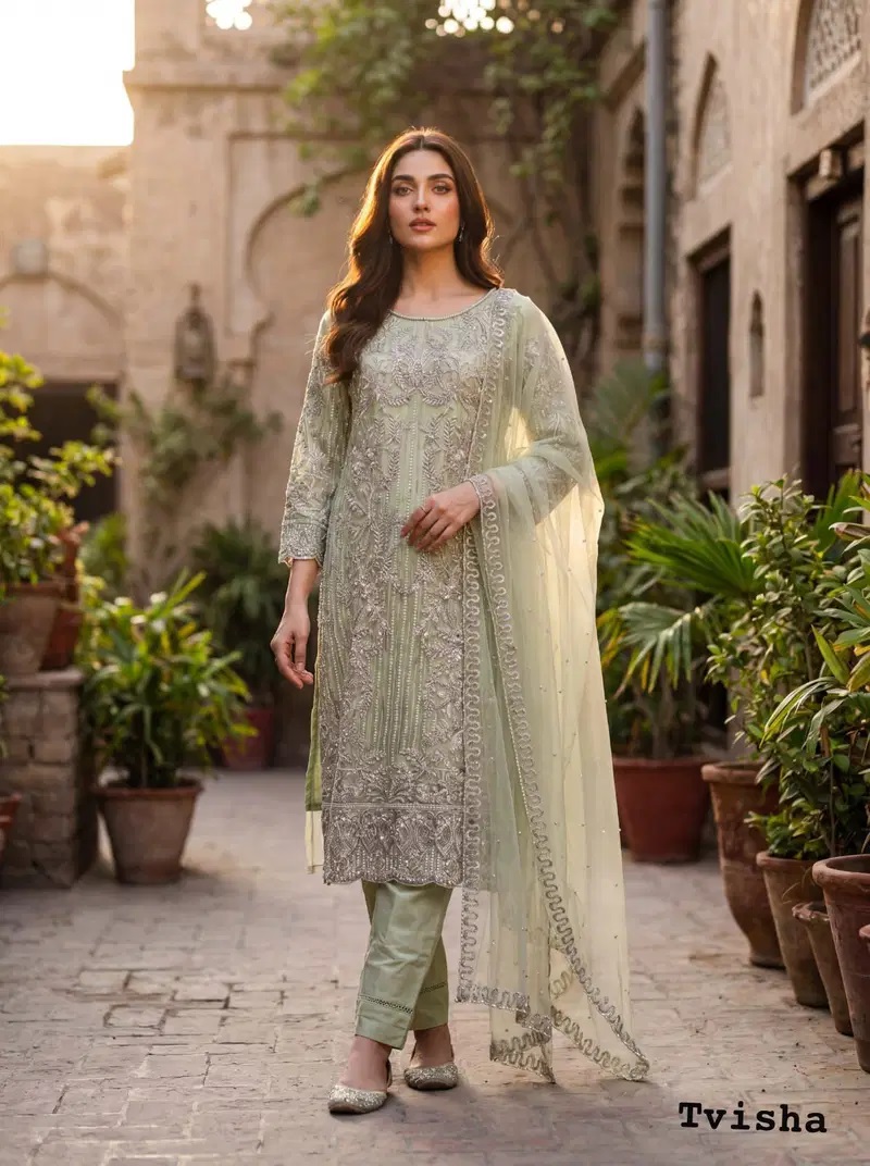 Tvisha Vol 1 Embroidered Kurti With Bottom Dupatta