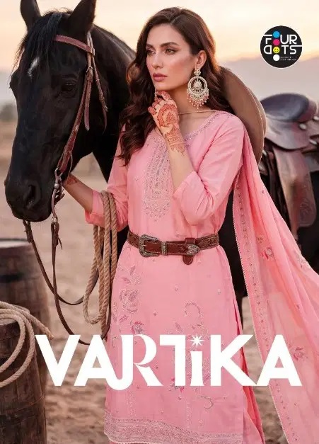 Four Dots Vartika Mal Chanderi Hand Work Dress Material