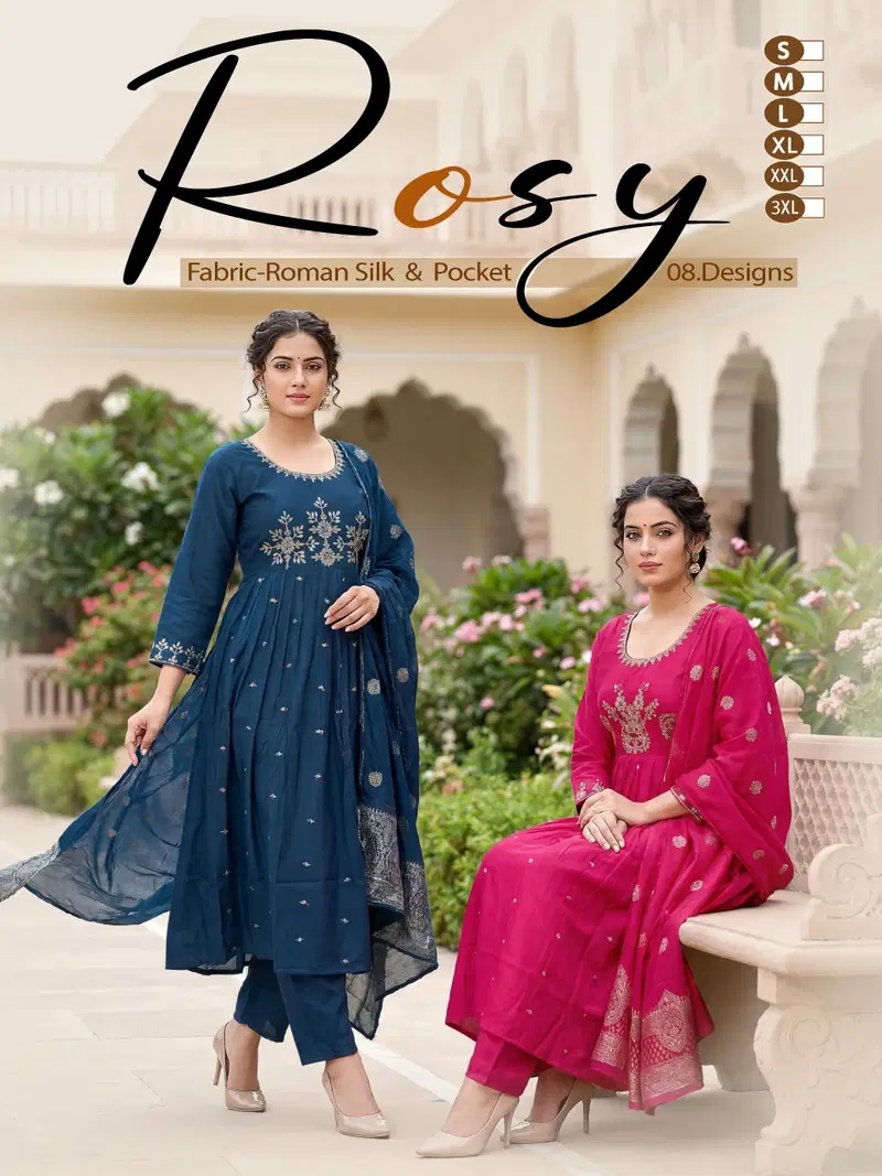 Rosy Vol 01 Silk Anarkali Kurti With Bottom Dupatta