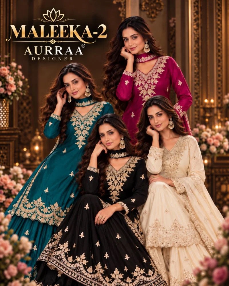 Aurraa Maleeka Vol 2 Chinon Embroidery Work Salwar Suits Collection
