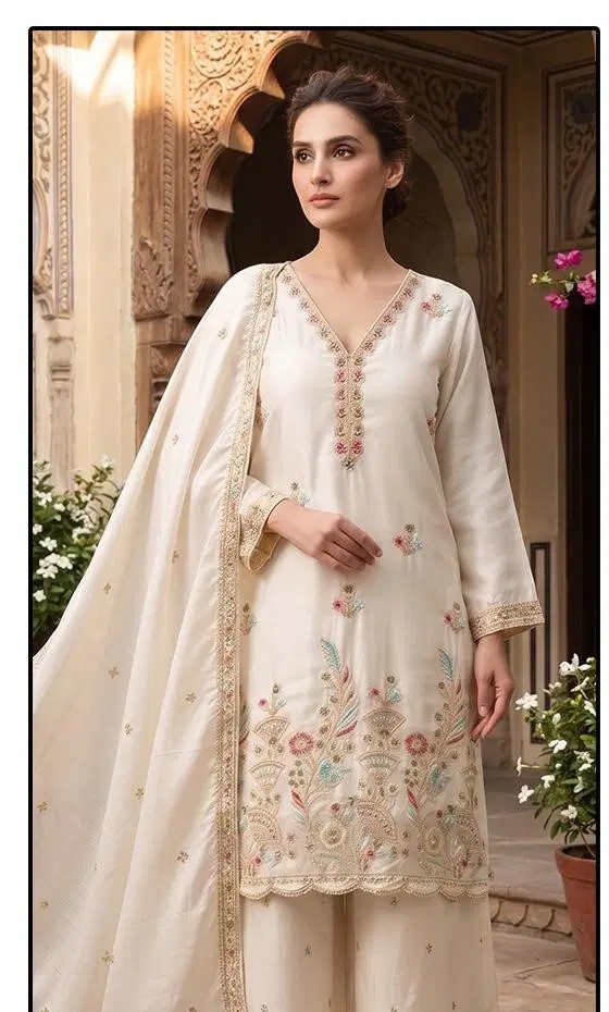 Hoor Tex 978 A To D Chinon Embroidered Designer Salwar Palazzo Set