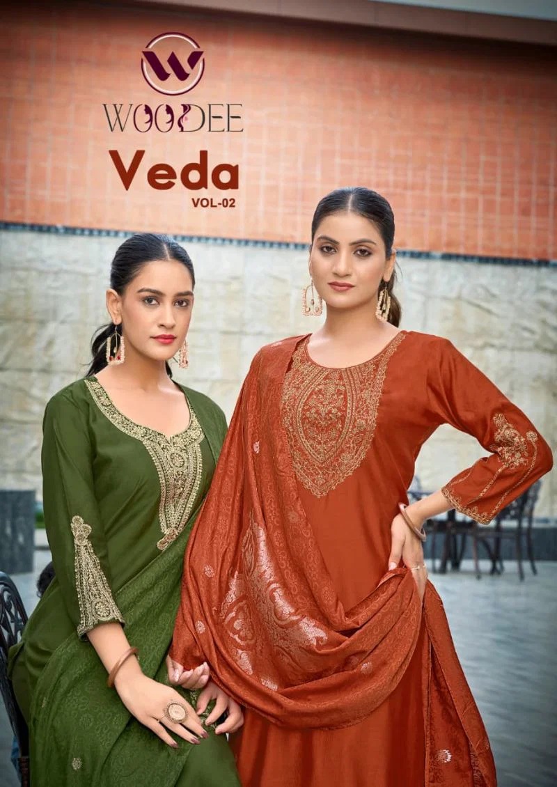 Woodee Veda Vol 2 Viscose Sequence Work Kurti Set Dupatta Online