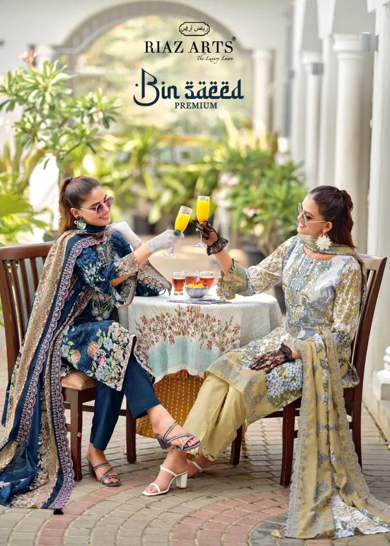 Riaz Arts Bin Saeed Premium Lawn Cotton Dress Material Collection