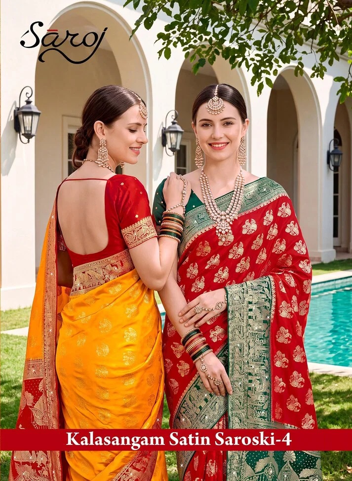 Saroj Kalasangam Satin Vol 4 Saroski Silk Saree Collection