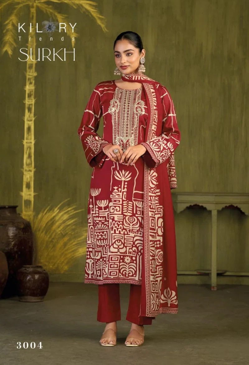 Kilory Surkh Gaji Silk Digital Printed Salwar Kameez Collection