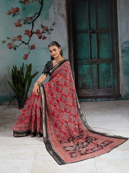 Mahek 230 Mass Mello Ajrakh Printed Saree Collection