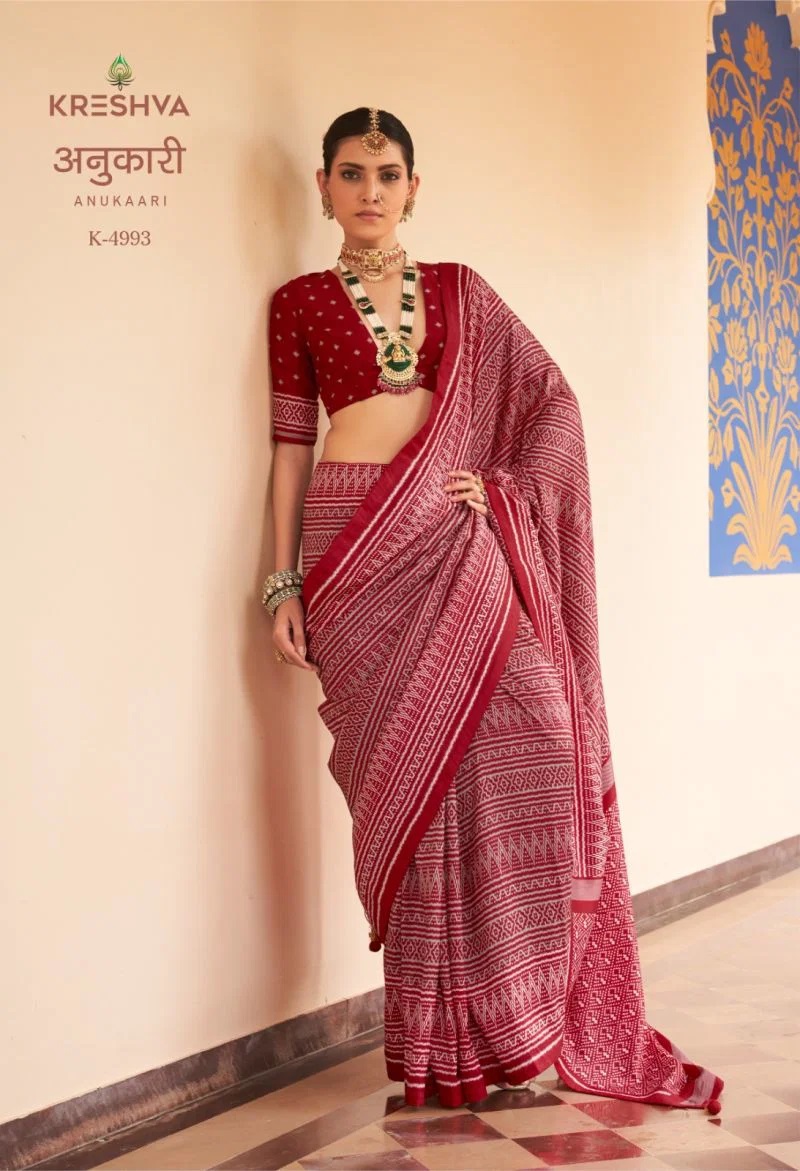 Kreshva Anukaari Pv Silk Ikkat Traditional Saree Collection