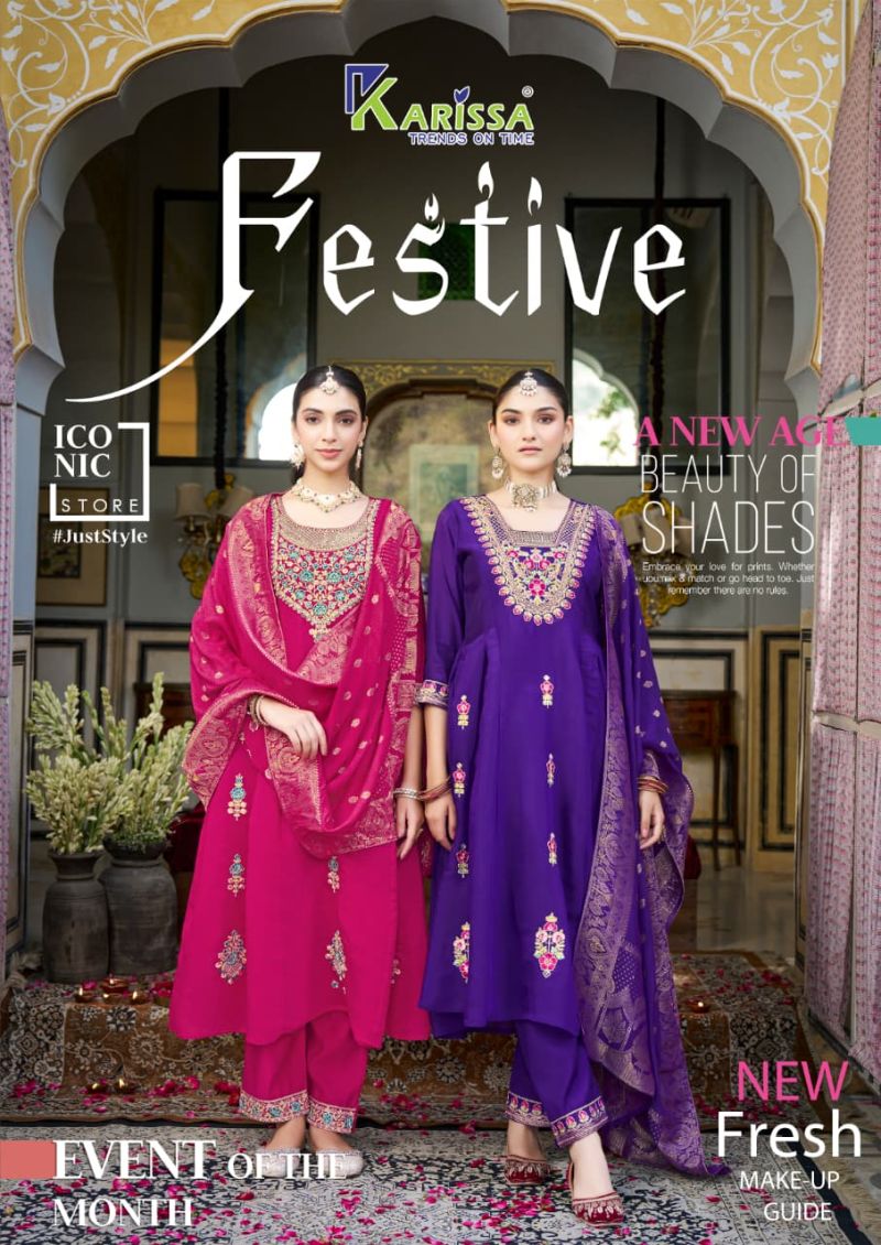 Karissa Festive Premium Mal Chanderi Kurti Set With Dupatta